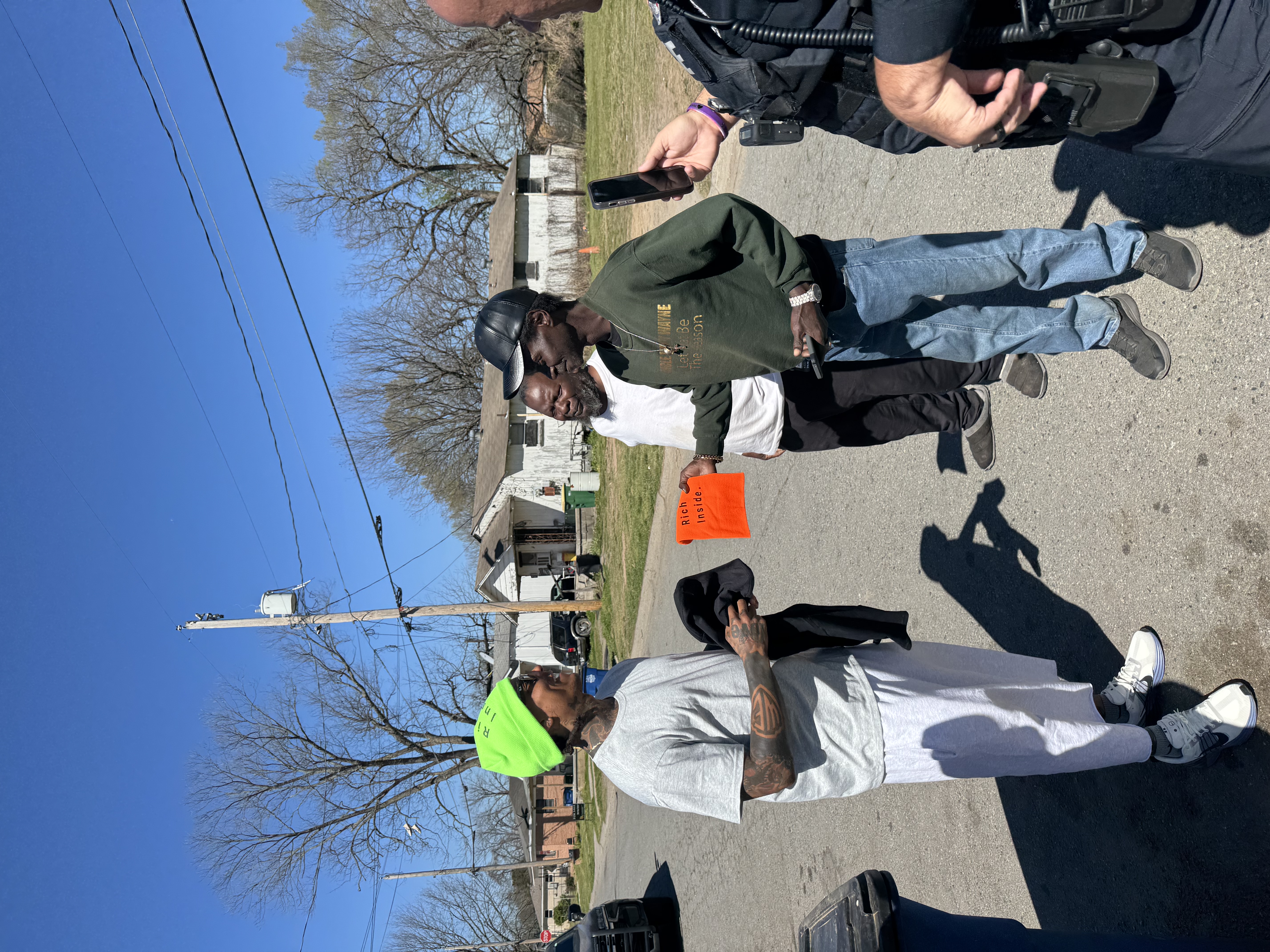 Rich Inside community outreach handing out supplies on the street
