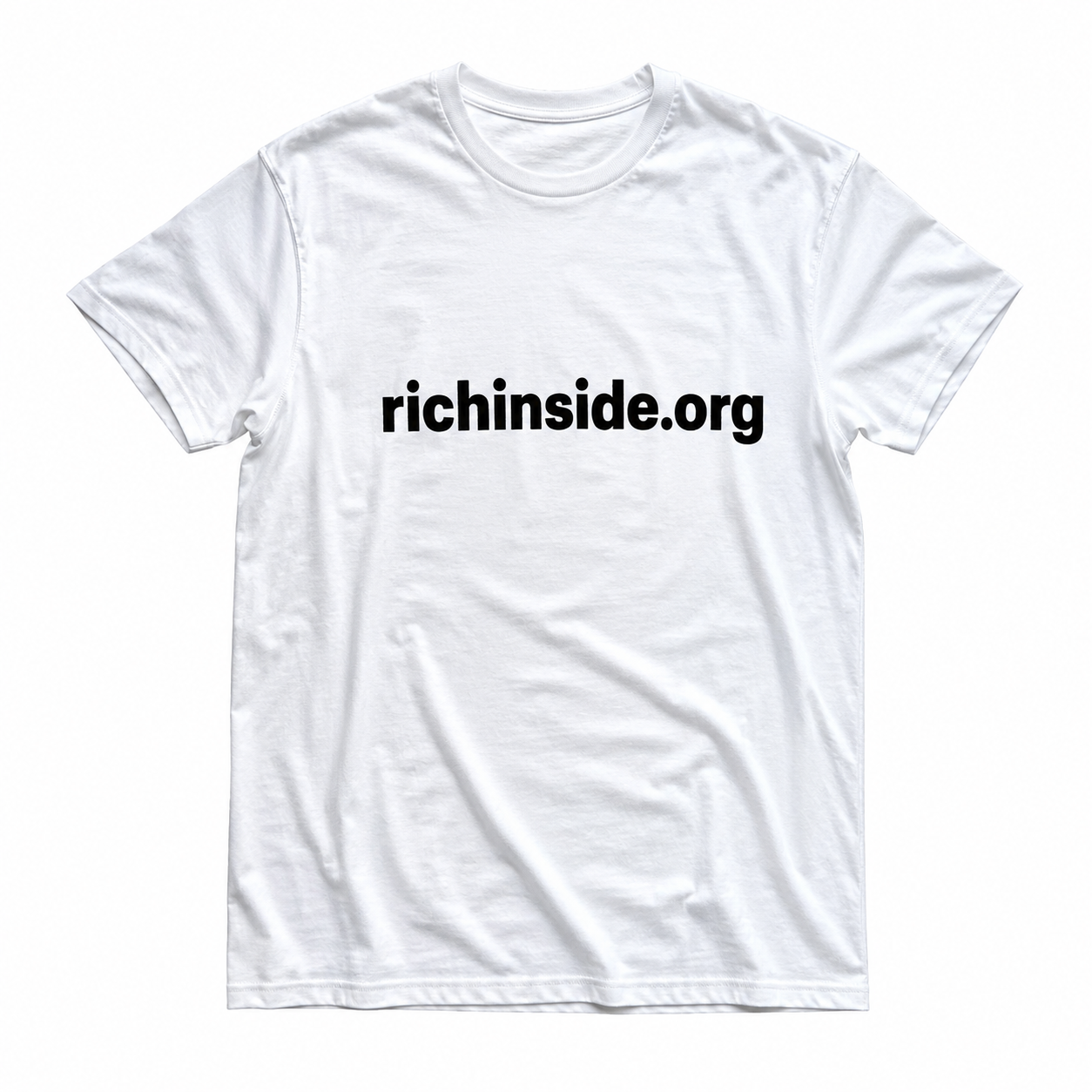 White Rich Inside tee with richinside.org in black